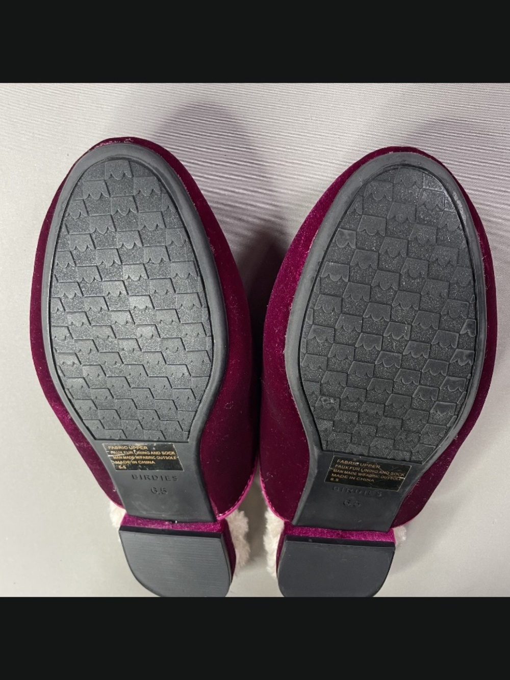 Birdies Velvet Mule Slippers in Magenta with Faux Fur Lining - Picture 7 of 11